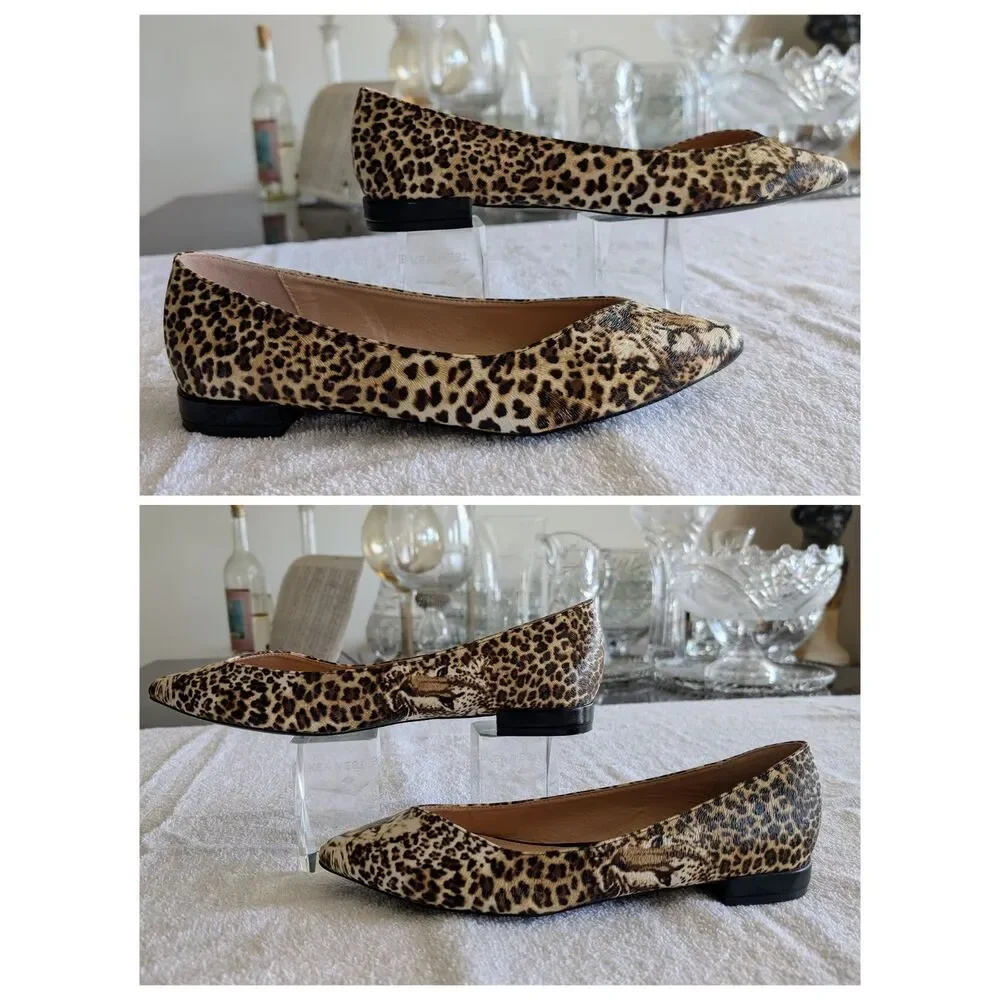 Zabella Rue Leo Flats 8.5 Leopard Cheetah Animal Print Pointed Toe Shoes
